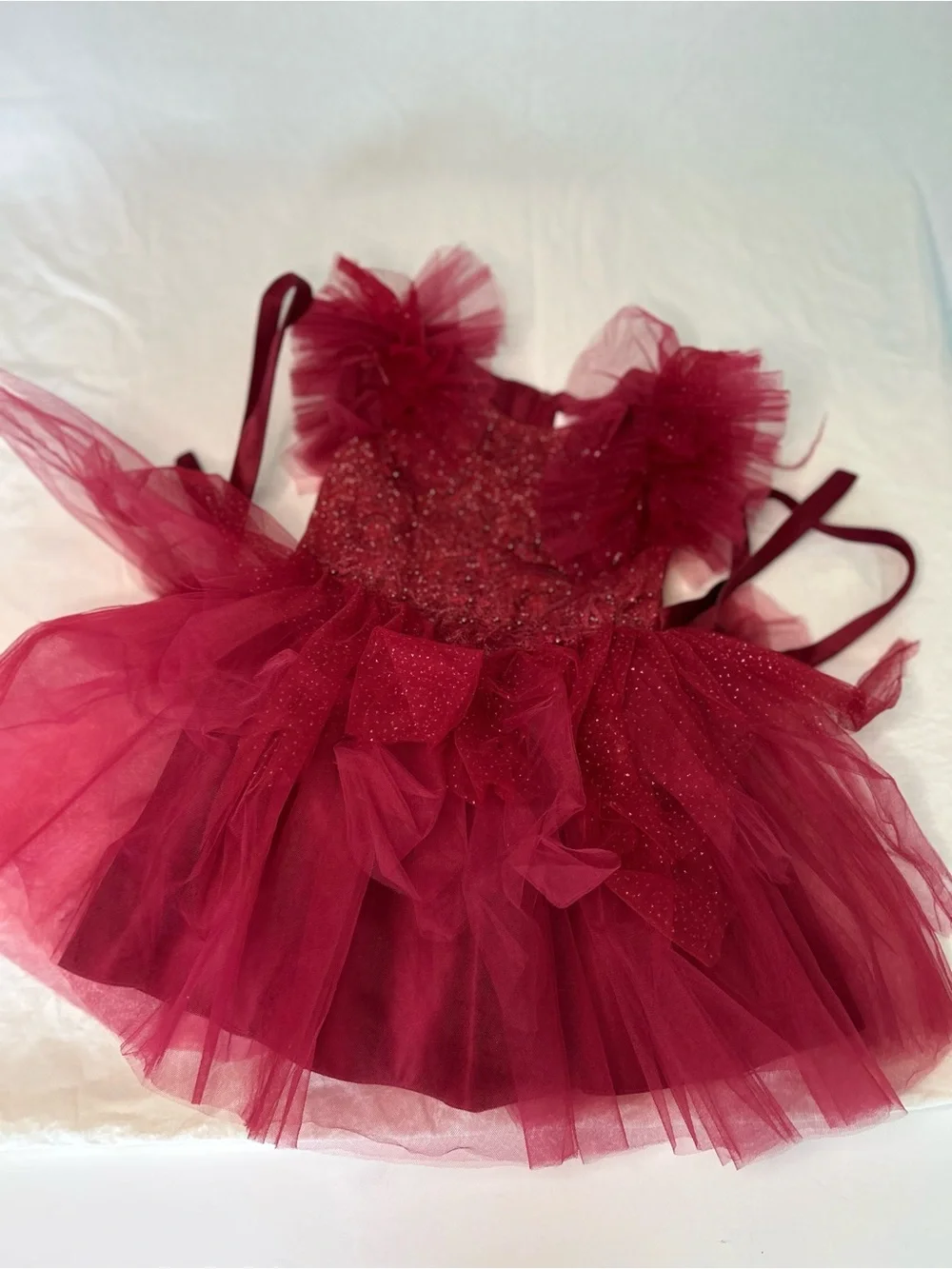 Tip Top Kids Red Sequin Glitz Pageant Tutu Gown Dress 6 Holiday Party